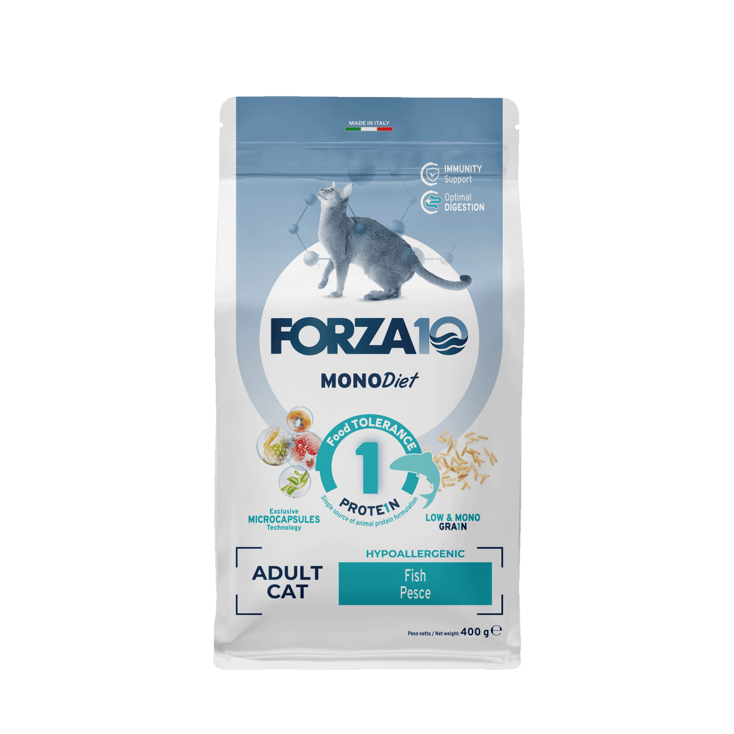 Forza10 MonoDiet Adult cat ar zivi- pieaugušiem kaķiem ar barības nepanesību vai alerģiju