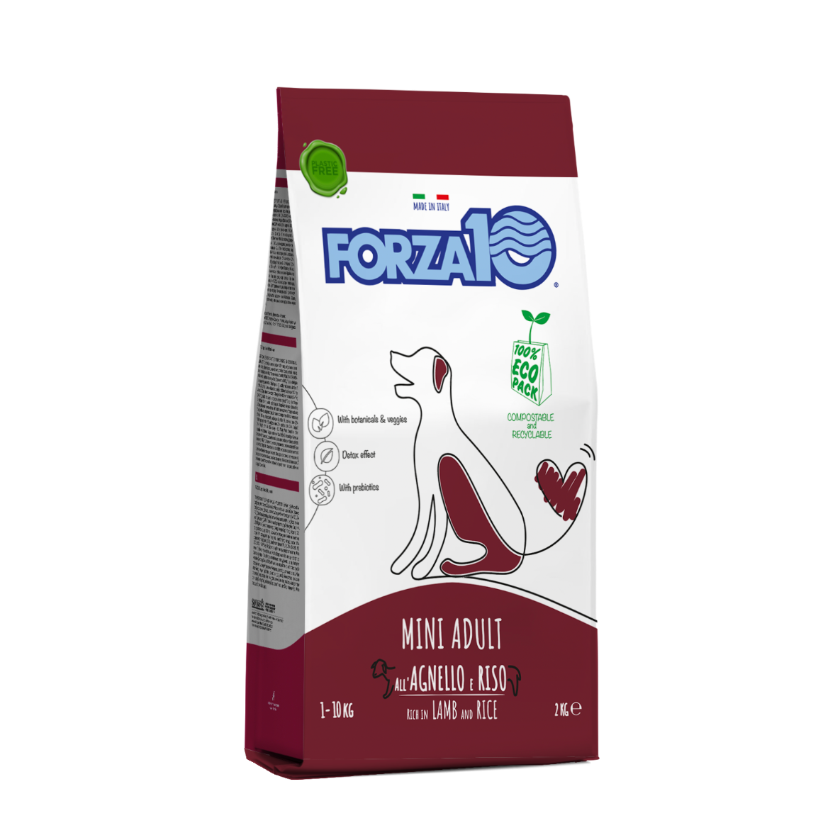 FORZA 10 Mini Adult ar jēru un rīsiem - pilnvērtīga, sabalansēta sausā barība pieaugušiem mazo šķirņu suņiem.