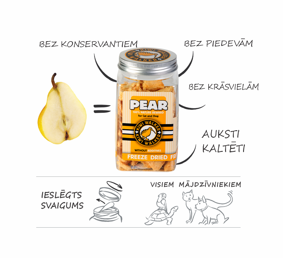 KIWI Walker- 100% dabīgi kārumi, gatavoti īpašā aukstās kaltēšanas procesā, bez konservantu un krāsvielu pievienošanas.