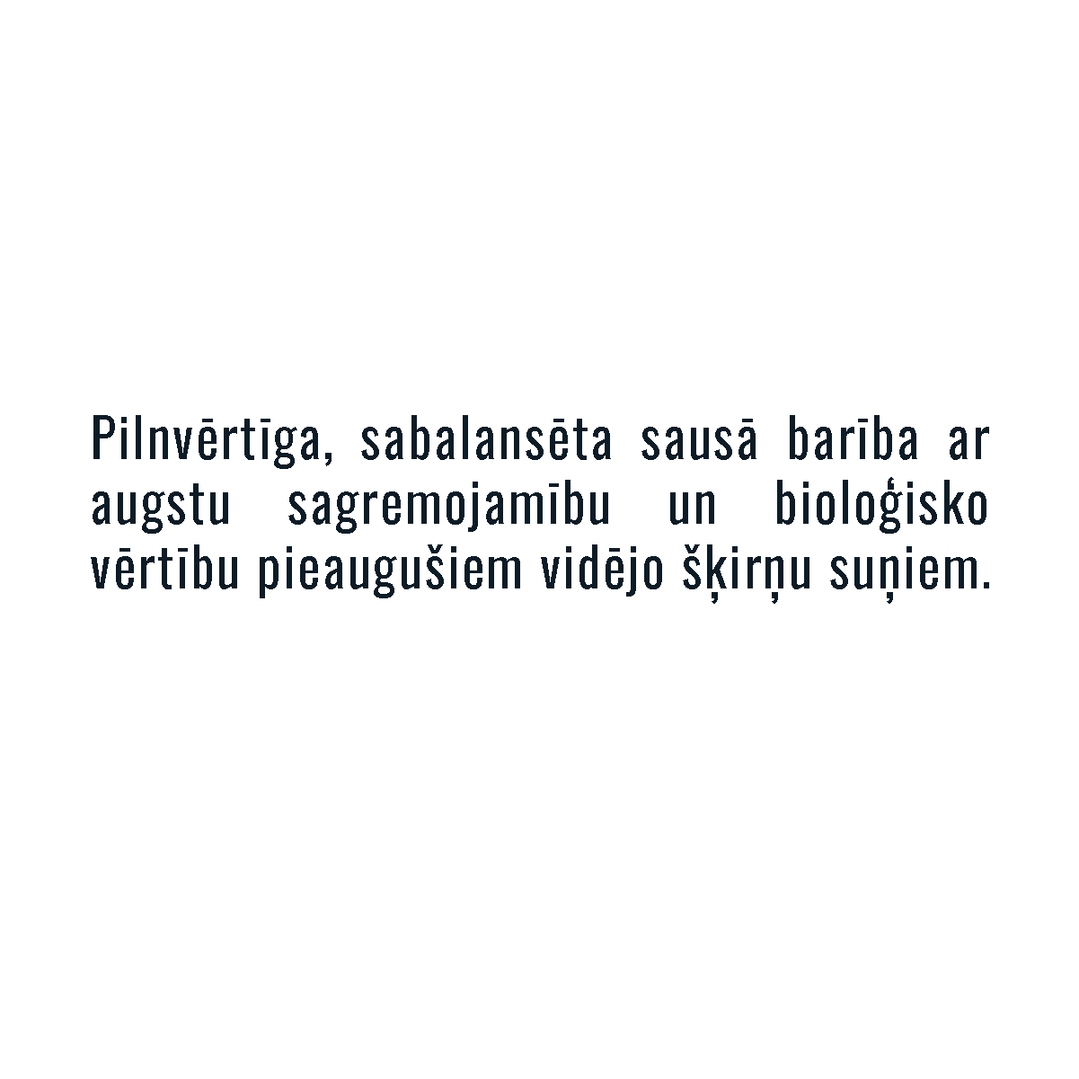 Pilnvērtīga, sabalansēta sausā barība ar augstu sagremojamību un bioloģisko vērtību pieaugušiem vidējo šķirņu suņiem
