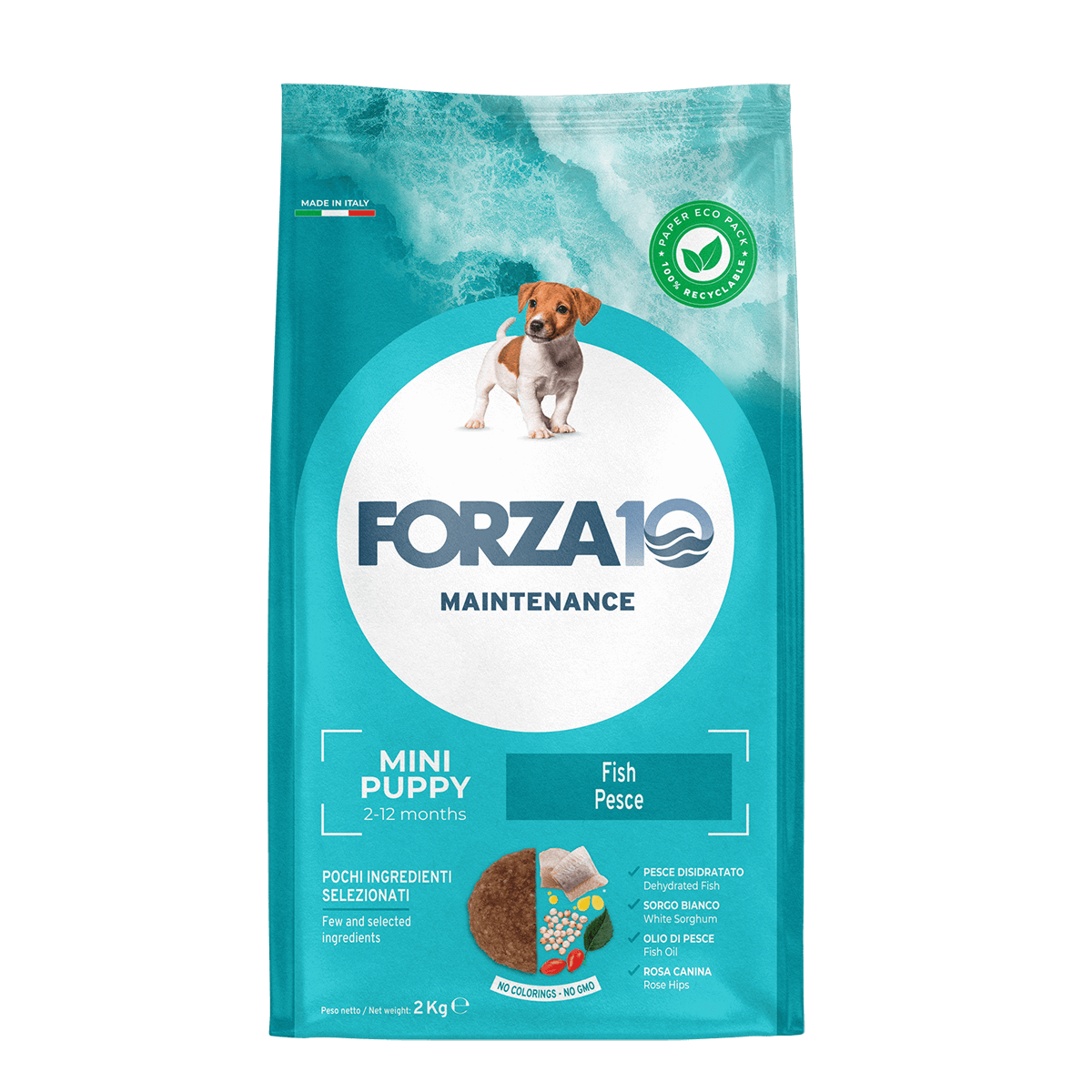 FORZA 10 Maintenance Mini Puppyir pilnvērtīga, sabalansēta barība mazo šķirņu kucēniem ar zivi 2 kg.