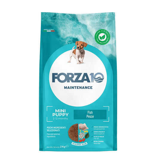 FORZA 10 Maintenance Mini Puppyir pilnvērtīga, sabalansēta barība mazo šķirņu kucēniem ar zivi 2 kg.