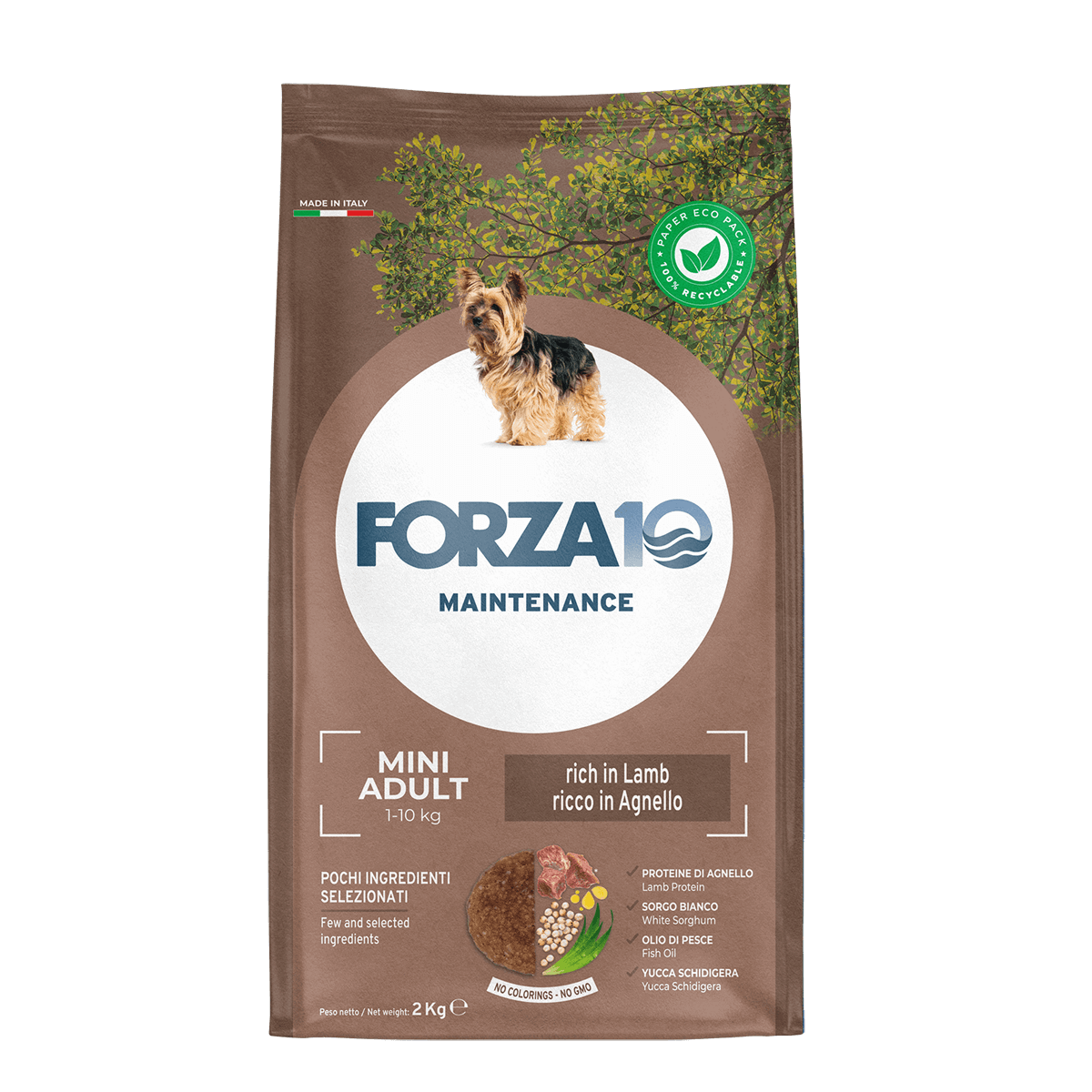 FORZA 10 Mini Adult ar jēru - pilnvērtīga, sabalansēta sausā barība pieaugušiem maza auguma suņiem.