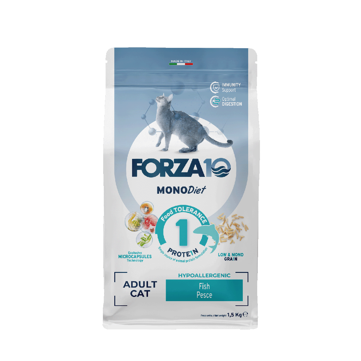 Forza10 Mono Diet adult CAT - pilnvērtīga sabalansēta sausā barība pieaugušiem kaķiem ar barības alerģiju