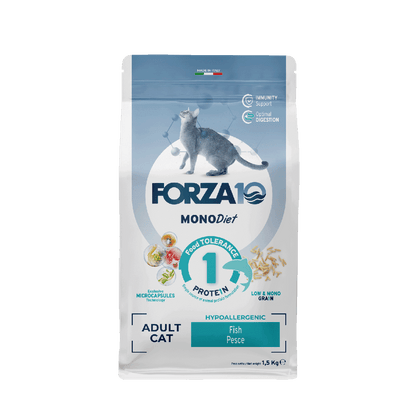 Forza10 Mono Diet adult CAT - pilnvērtīga sabalansēta sausā barība pieaugušiem kaķiem ar barības alerģiju