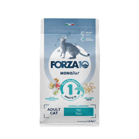 Forza10 Mono Diet adult CAT - pilnvērtīga sabalansēta sausā barība pieaugušiem kaķiem ar barības alerģiju