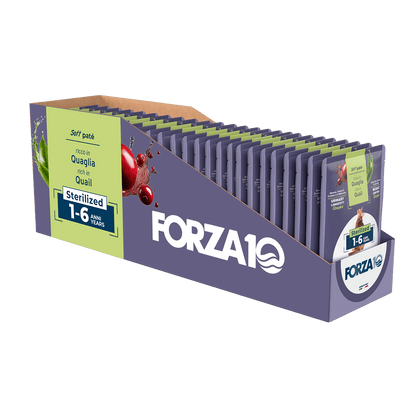 FORZA10 BOTANICAT Maintenance mīksta pastēte sterilizētiem kaķiem 1-6g. ar paipalu. iepakojums 24