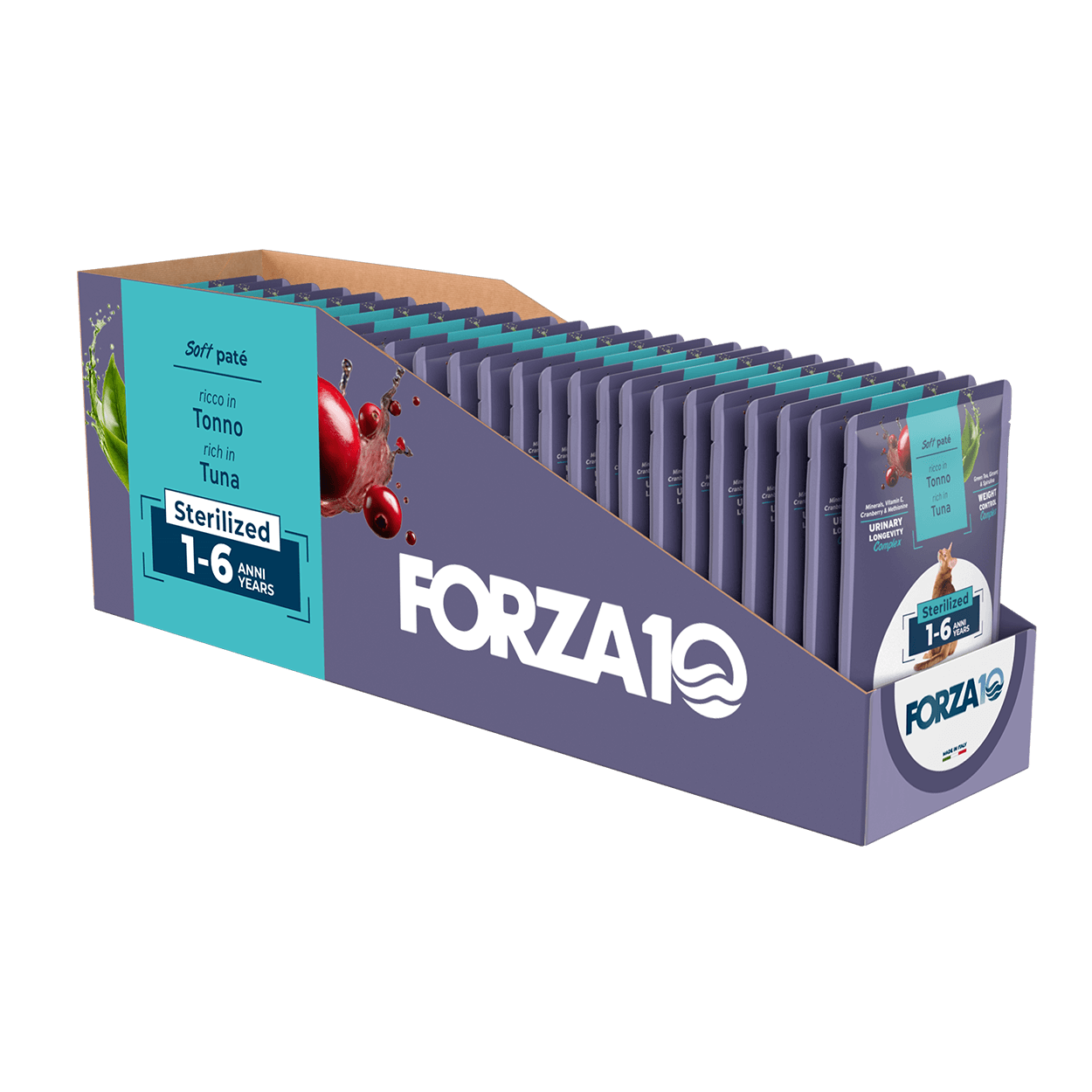 FORZA10 BOTANICAT Maintenance mīksta pastēte sterilizētiem kaķiem 1-6g. ar tunci iepakojums