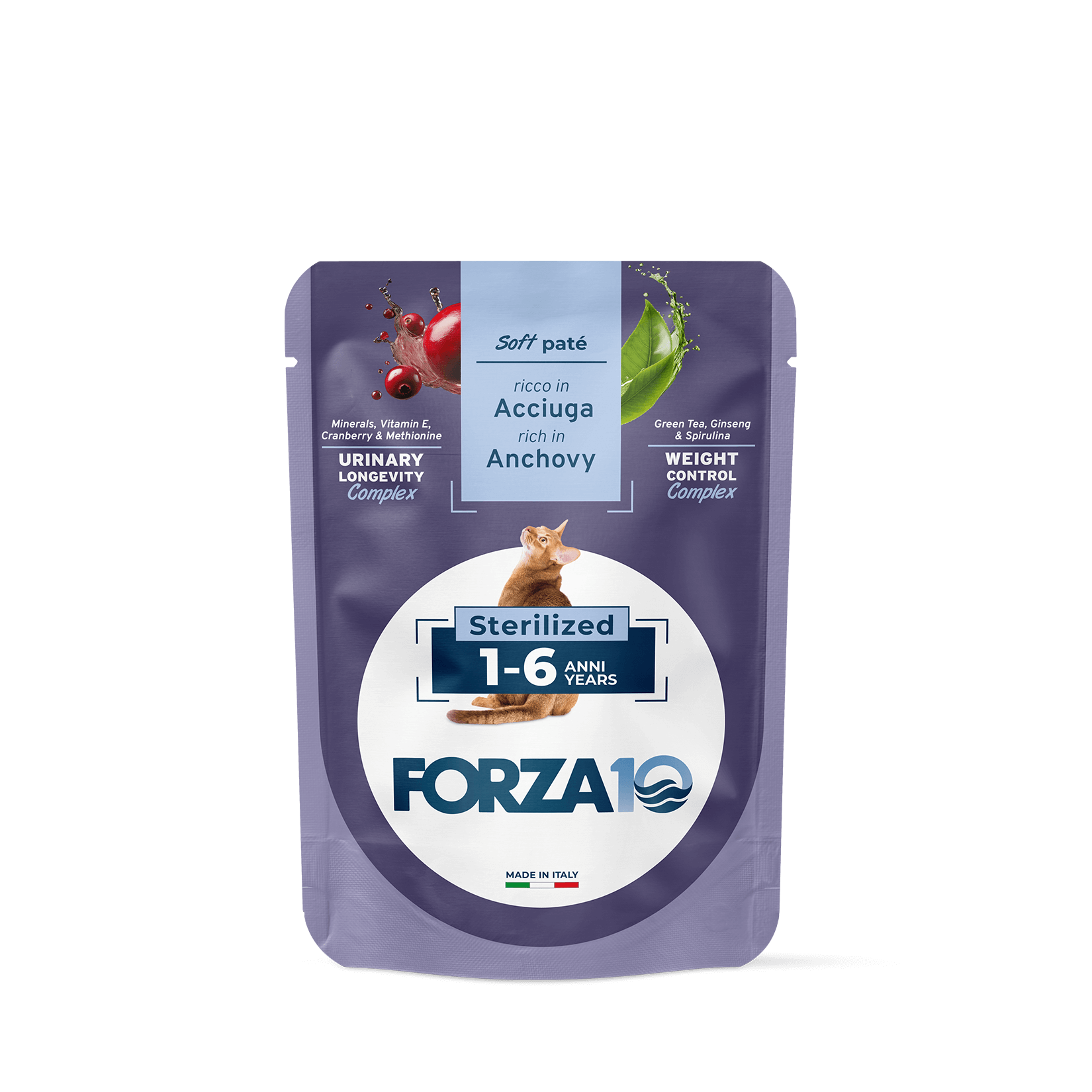 FORZA10 BOTANICAT Maintenance mīksta pastēte sterilizētiem kaķiem 1-6g. ar anšoviem