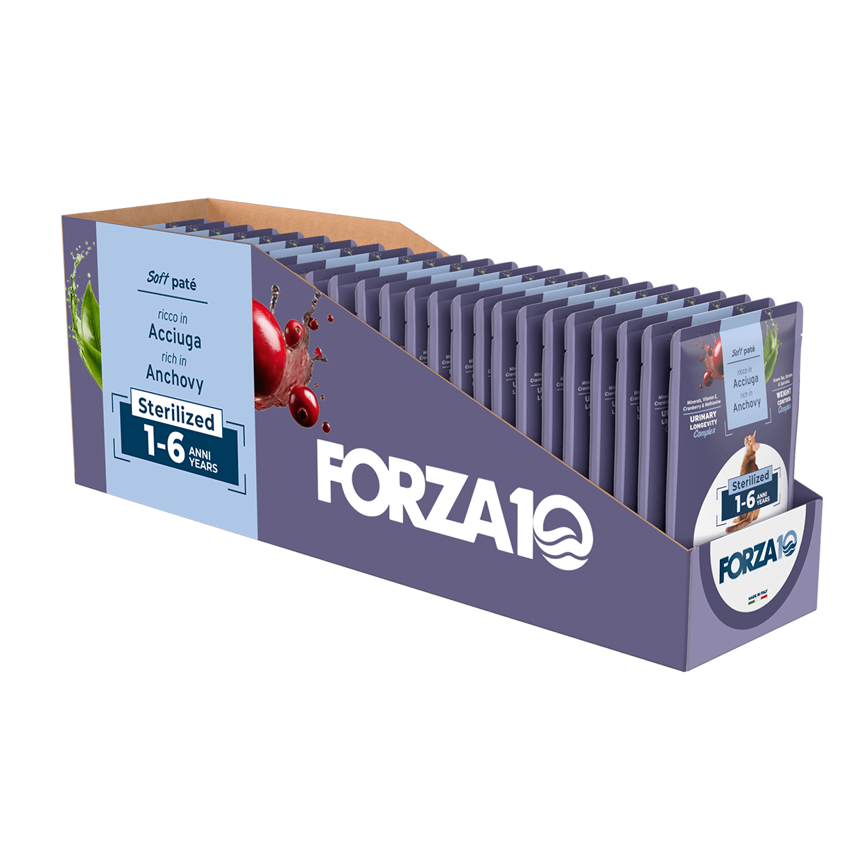 FORZA10 BOTANICAT Maintenance mīksta pastēte sterilizētiem kaķiem 1-6g. ar anšoviem. 24 gb