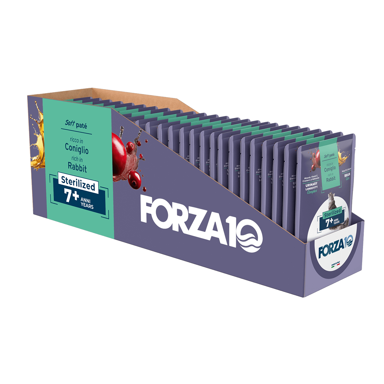 FORZA10 BOTANICAT Maintenance mīksta pastēte sterilizētiem kaķiem 7+ g. ar trusi 24 iepakojums