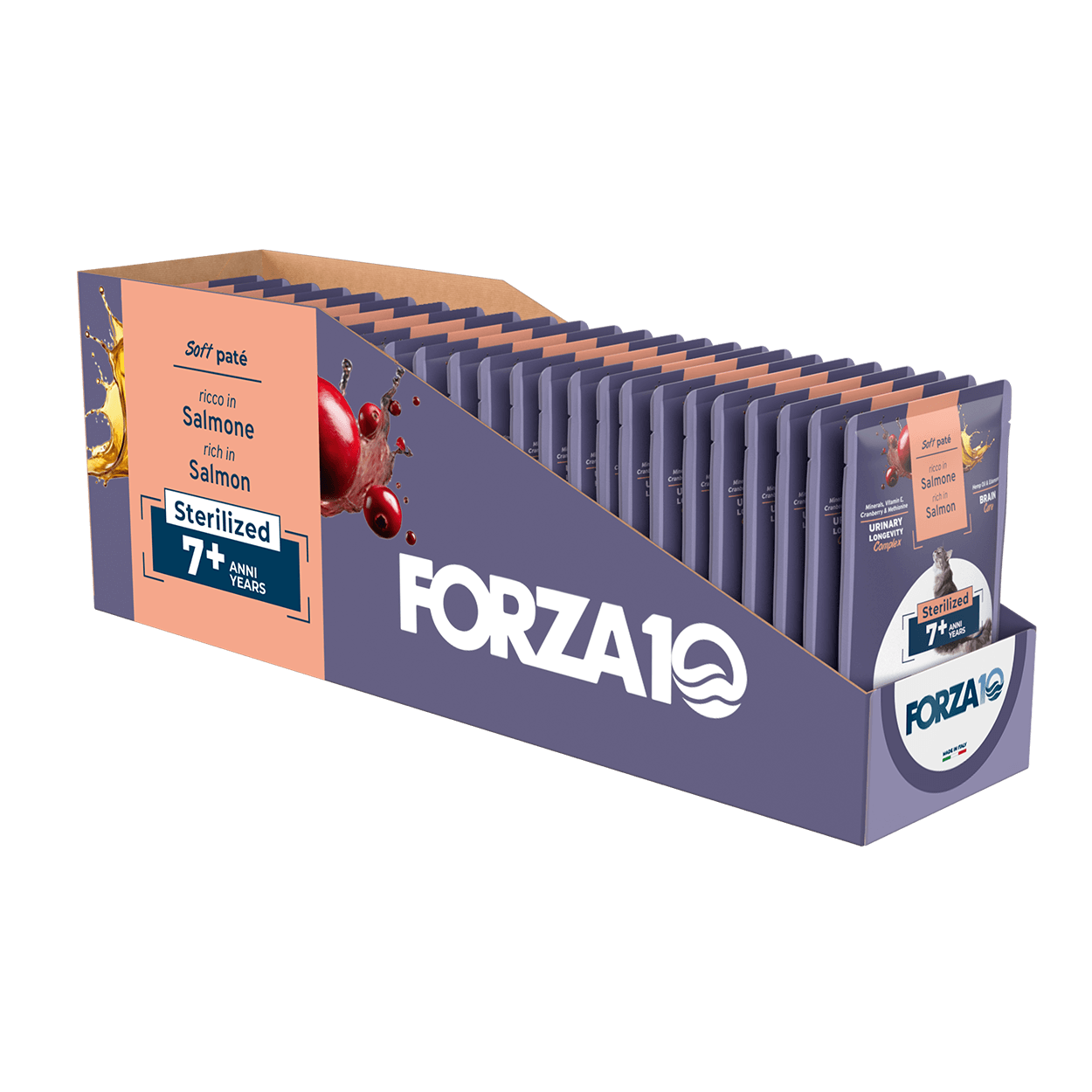 FORZA10 BOTANICAT Maintenance mīksta pastēte sterilizētiem kaķiem 7+ g. ar lasi 24 iepakojums