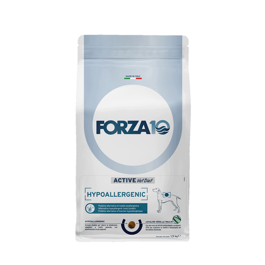 Forza10 Active VetDiet Hypoallergenic Insect pilnvērtīga diētiska barība pieaugušiem suņiem. Alternatīvs hipoalerģisks kukaiņu proteīns.