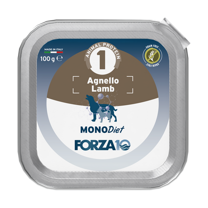 MONODIET pastēte suņiem ar jēru &nbsp;ir pilnvērtīga, sabalansēta barība pieaugušiem suņiem