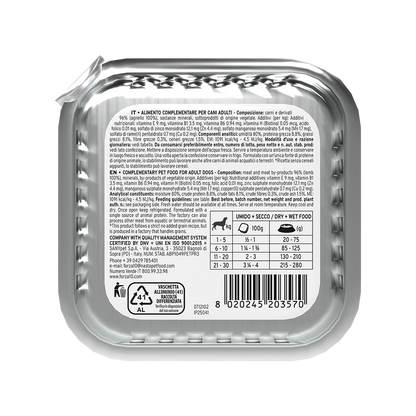 MONODIET pastēte suņiem ar jēru ir pilnvērtīga, sabalansēta barība pieaugušiem suņiem