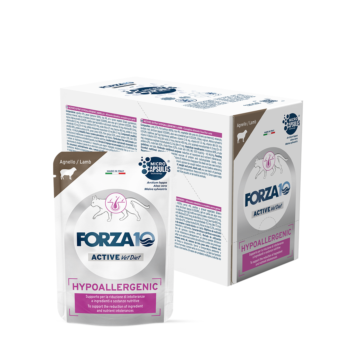 FORZA10 Active VetDiet Hypoallergenic konservi kaķiem ar jēru - diētiska barība pieaugušiem jutīgiem vai alerģiskiem kaķiem komplekts