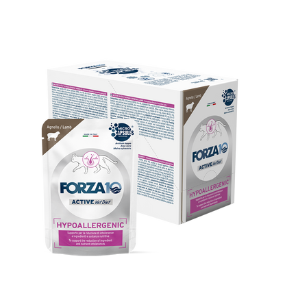 FORZA10 Active VetDiet Hypoallergenic konservi kaķiem ar jēru - diētiska barība pieaugušiem jutīgiem vai alerģiskiem kaķiem komplekts