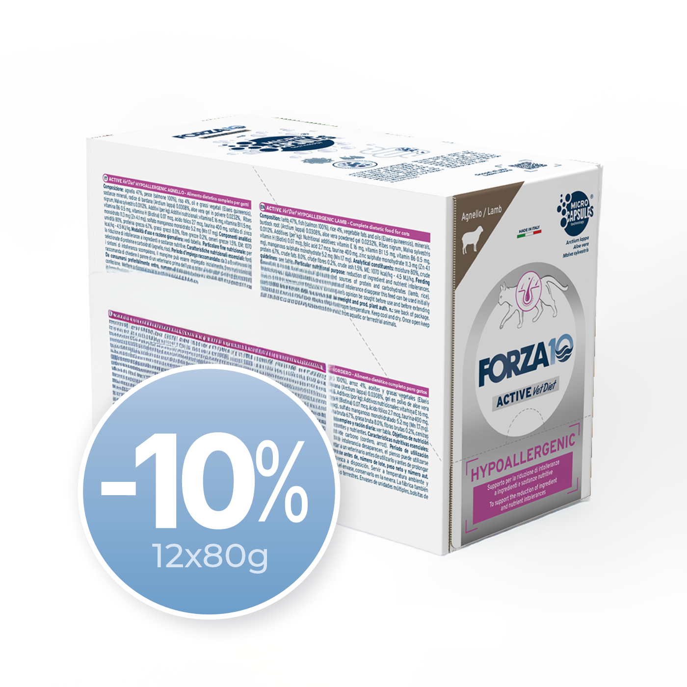 FORZA10 Active VetDiet Hypoallergenic konservi kaķiem ar jēru - diētiska barība pieaugušiem jutīgiem vai alerģiskiem kaķiem ar atlaidi