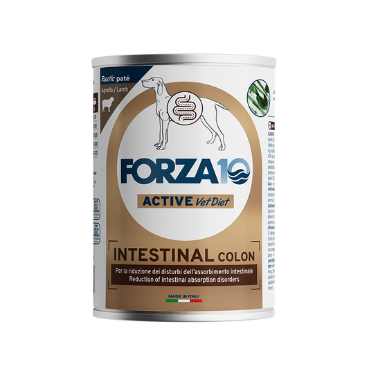 Forza10 VetDiet Intestnal colon mitrā barība suņiem nepietiekamas gremošanas kompensēšana; eksokrīnās aizkuņģa dziedzera nepietiekamības gadījumā, zarnu darbības traucējumu gadījumā.