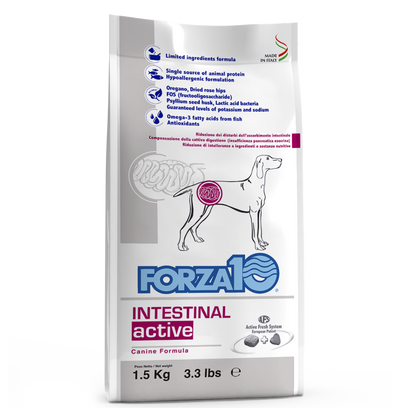 FORZA 10 Intestinal  Active ir pilnvērtīga diētiskā barība pieaugušiem visu šķirņu suņiem ar kuņģa, zarnu trakta saslimšanām