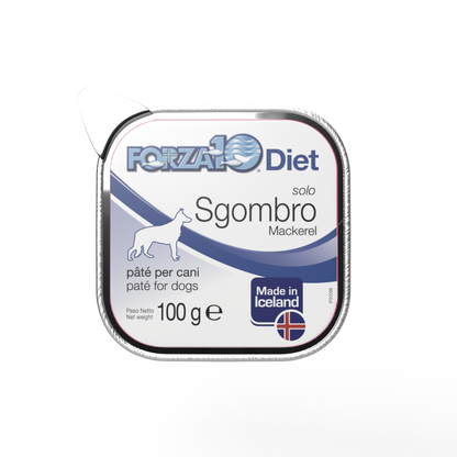Forza10 Solo Diet mitrā barība, pastēte, konservs suņiem ar skumbriju (makreli). Hipoalerģiskd konservs jutīgiem suņiem.