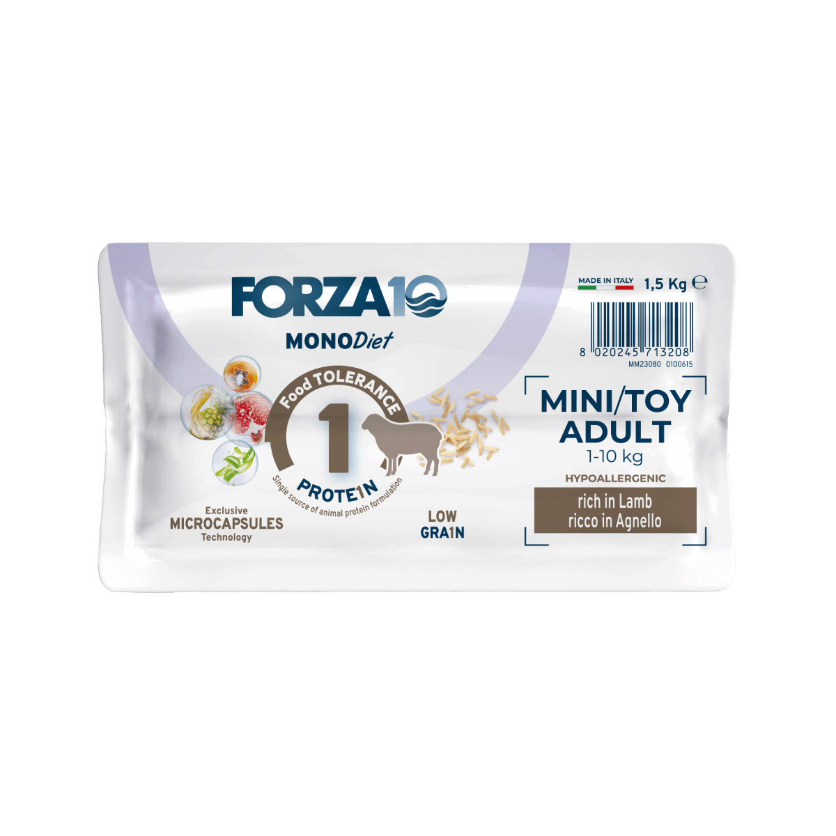 FORZA10 Toy DIET ir pilnvērtīga, sabalansēta barība&nbsp;ar jēru -&nbsp; hipoalerģiska sausā barība pašu mazāko&nbsp;šķirņu suņiem ar barības nepanesību.