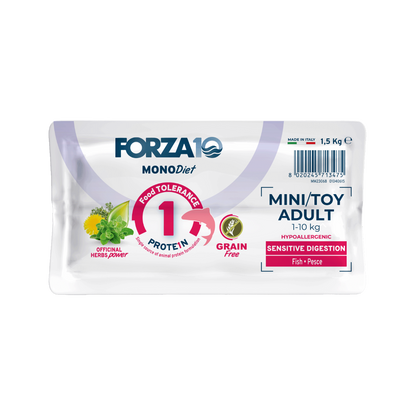 MonoDiet Sensitive Digestion Mini/Toy Adult ar zivīm 1,5kg iepakojuma apakša