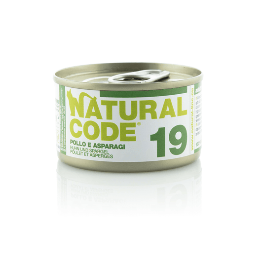 Natural Code - 100% dabīgs konservs kaķiem, mitrā barība pieaugušisem kaķiem un kaķēniem - vista un sparģeļi