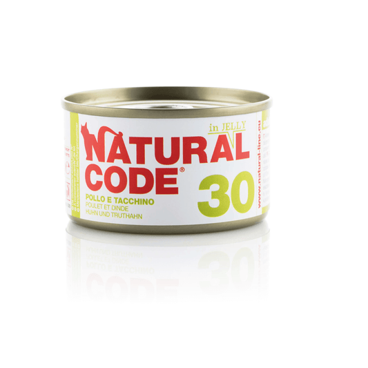 Natural Code  - 100% dabīgs konservs kaķiem, mitrā barība kaķiem ar vistu un tītaru.