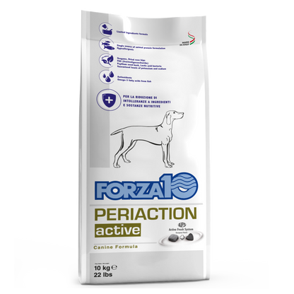 FORZA 10 Periaction Active ir pilnvērtīga diētiskā barība suņiem ar perianālo dziedzeru saslimšanām.