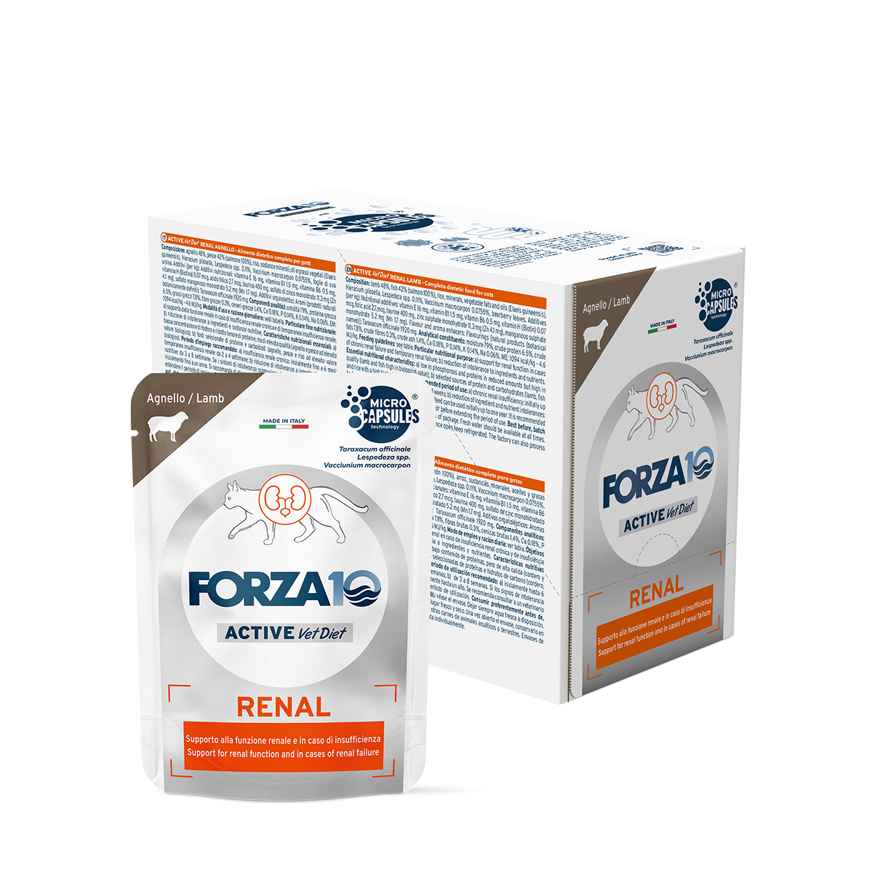 FORZA10 Active VetDiet Renal mitrā barība kaķiem ar akūtām un hroniskām nieru saslimšaām