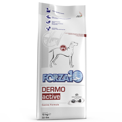 FORZA 10 Dermo Active ir pilnvērtīga sabalansēta diēta pieaugušiem visu šķirņu suņiem ar apmatojuma problēmām un ādas saslimšanām.