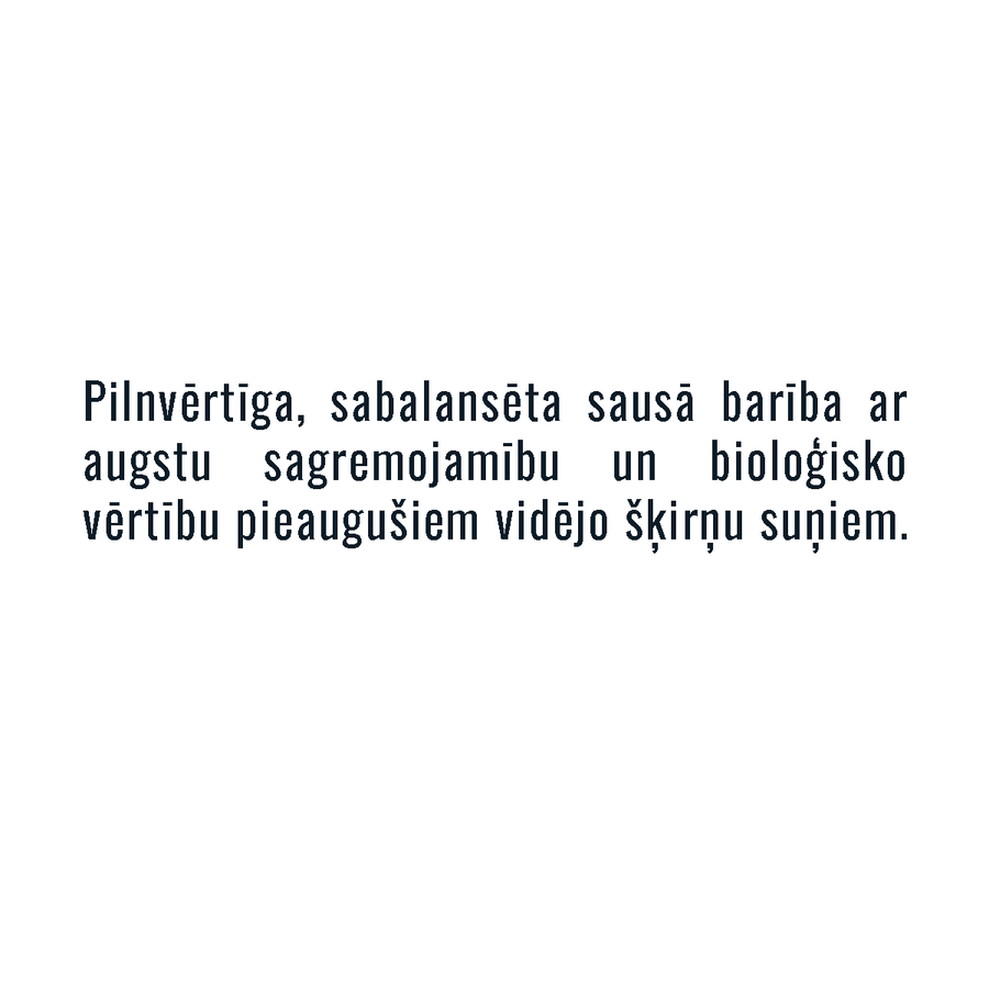 Pilnvērtīga, sabalansēta sausā barība ar augstu sagremojamību un bioloģisko vērtību pieaugušiem vidējo šķirņu suņiem