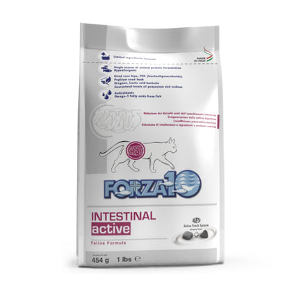 FORZA10 Intestinal Active ir pilnvērtīga, sabalansēta diētiska barība pieaugušiem kaķiem ar kuņģa zarnu trakta traucējumiem.